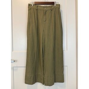 Joie Wide Leg Culotte Pants Linen Blend Olive Green Size Medium